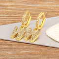 Nidin Hot Sale Initial A-Z Letters Mini Small Hoop Earrings Gold Color Zircon Jewelry Alphabet Fashion Christmas New Year Gift