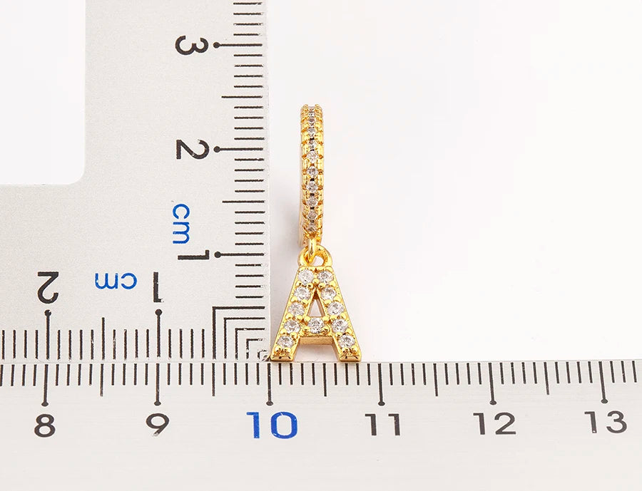 Nidin Hot Sale Initial A-Z Letters Mini Small Hoop Earrings Gold Color Zircon Jewelry Alphabet Fashion Christmas New Year Gift